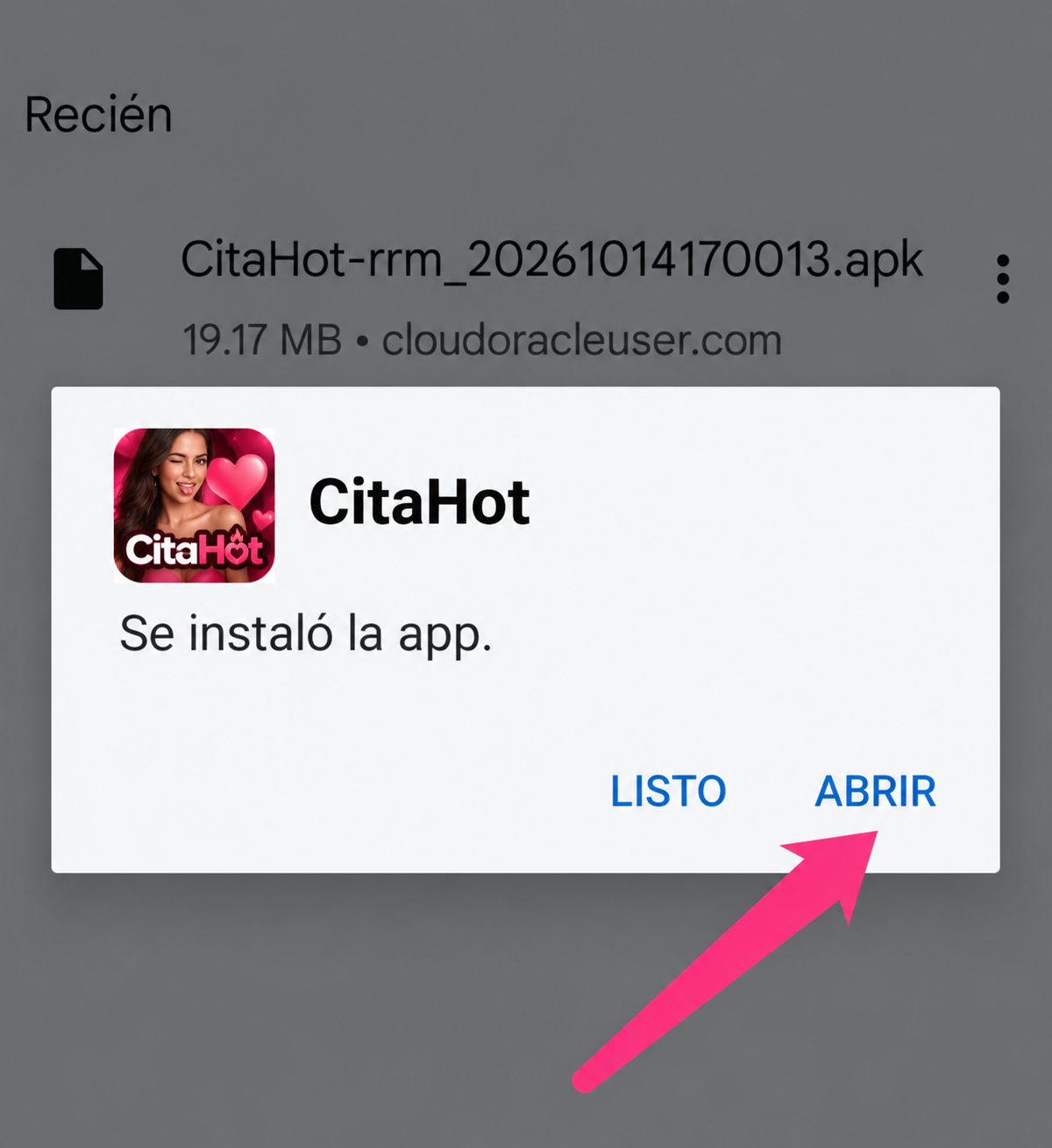 Captura del paso 4: Abre CitaHot
